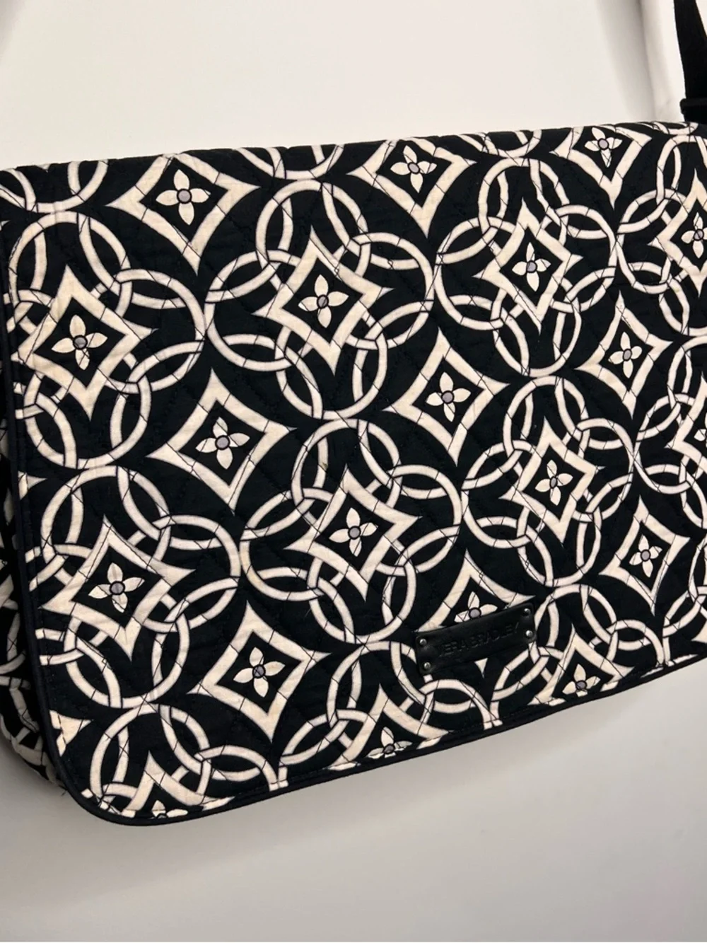 Vera Bradley Black and White Geometric Crossbody Bag with Adjustable Strap - Picture 2 of 6